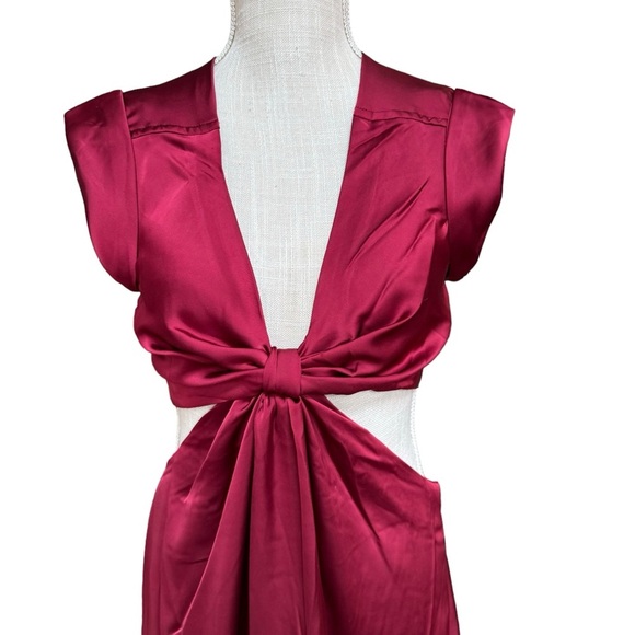 Jason Wu Womens‎ Red Satin Cutout Front Knot Maxi Dress Size M New! - Picture 4 of 13